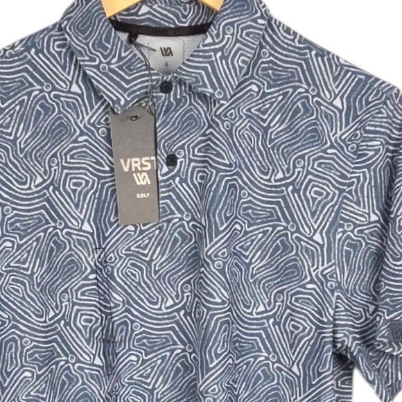 VRST Other - VRST Golf Polo Mens Small Blue White Shirt Bunker Lines Mesh Performance NWT